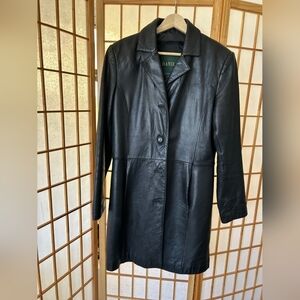 Danier:✨GENUINE LEATHER✨ Black Trench Coat Jacket, Size M to L / US 10 to US 12